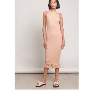 Eleven Six Talia Fringe High Neck Low Back Sweater Dress XS